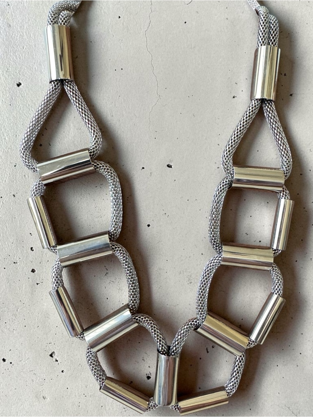 Stainless Steel Mesh Link Statement Necklace - Women Jewelry